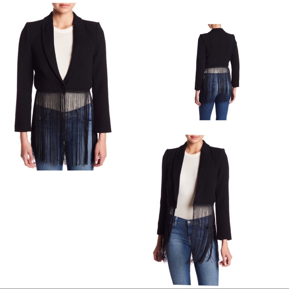 Lea & Viola Fringe Trim Blazer